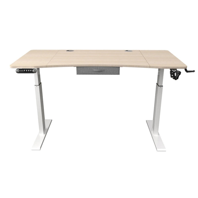Bureau assis-debout réglable en chêne, bois blanc et métal