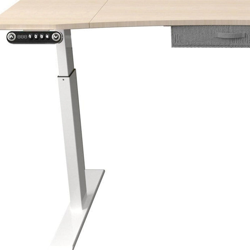 Bureau assis-debout réglable en chêne, bois blanc et métal