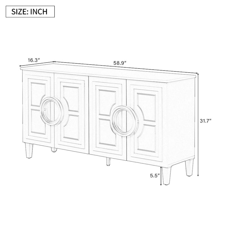 Console 4 portes avec poignées rondes