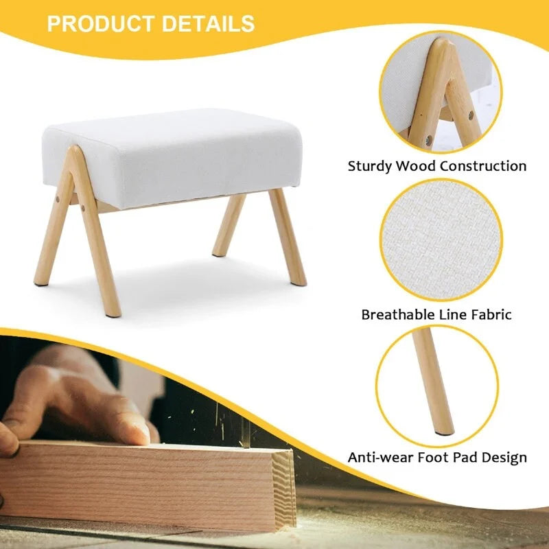 Fauteuil à bascule inclinable de 25,2 po avec repose-pieds - Fauteuil à bascule à dossier haut, tissu en lin doux, design ergonomique