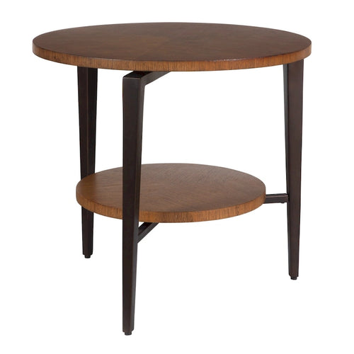 2-Tier Round Top Side Table - 26.5 - Brown