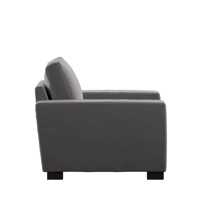 Fauteuil Ashton en tissu gris, garnissage plumes et duvet, double face