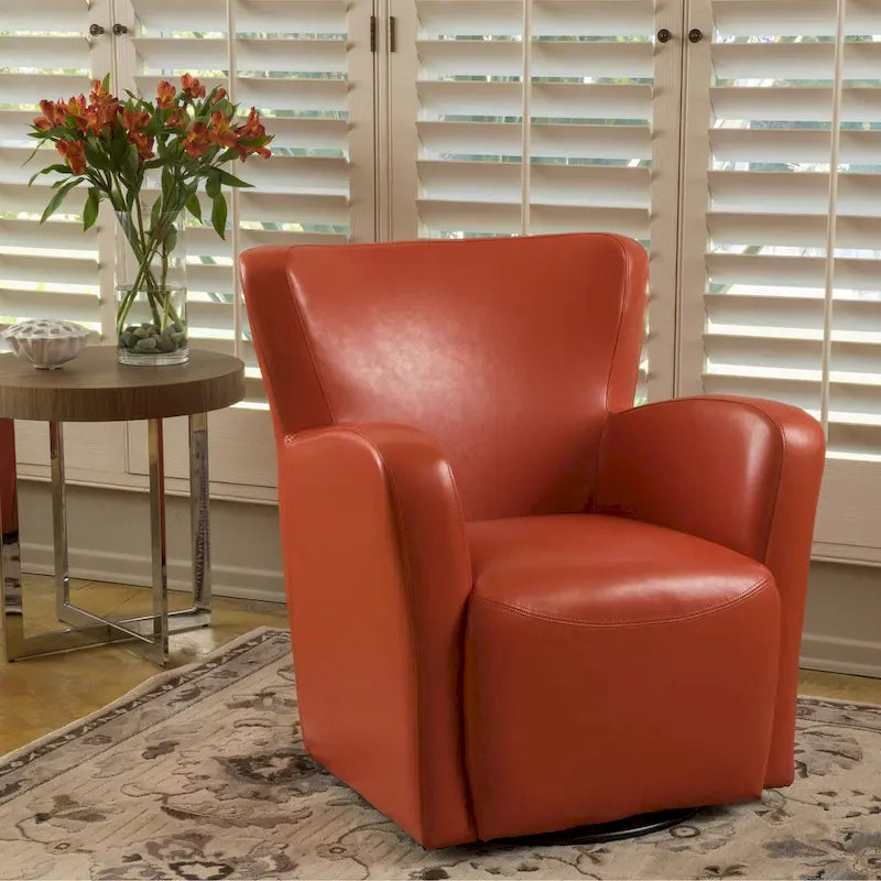 Fauteuil club pivotant à oreilles Angelo en cuir reconstitué