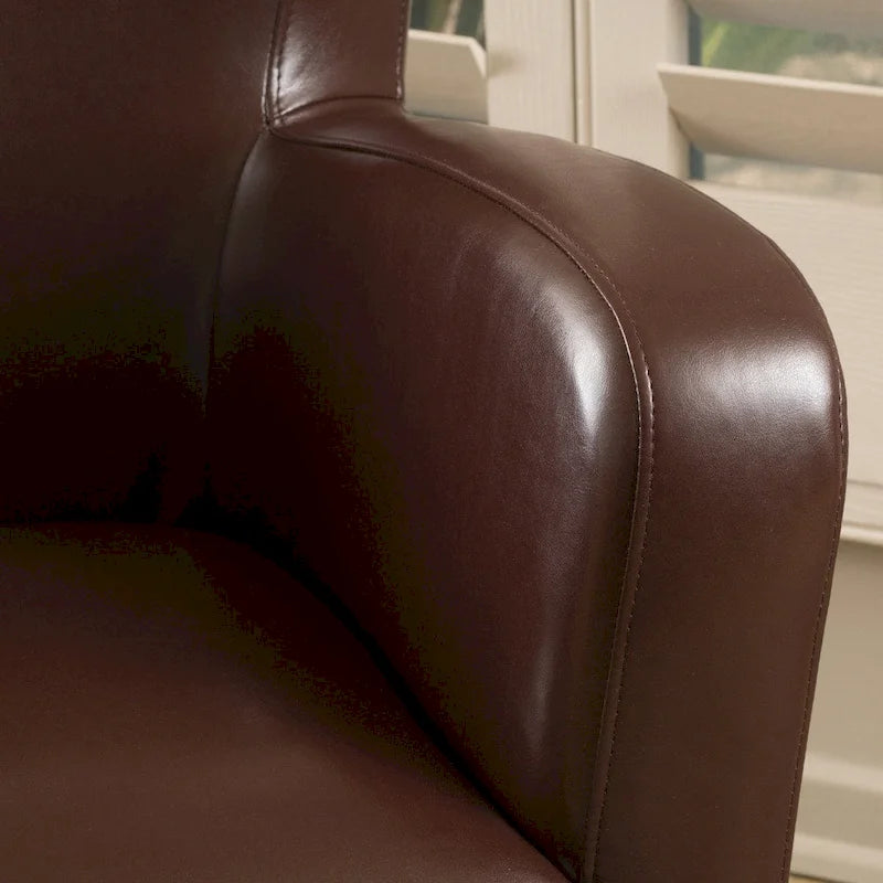 Fauteuil club pivotant à oreilles Angelo en cuir reconstitué