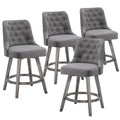 Lot de 4 tabourets de bar pivotants capitonnés à pieds effet bois