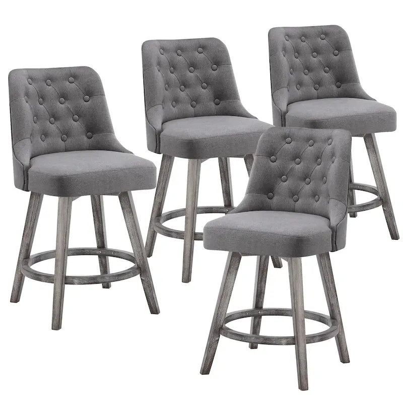Lot de 4 tabourets de bar pivotants capitonnés à pieds effet bois