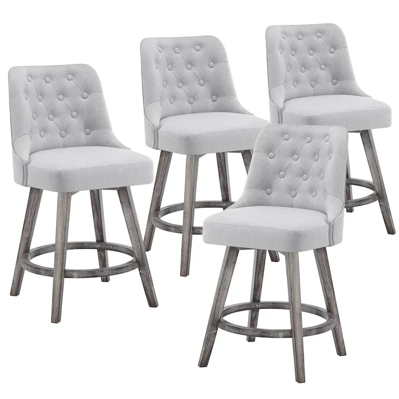 Lot de 4 tabourets de bar pivotants capitonnés à pieds effet bois