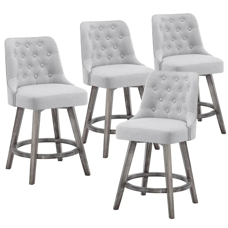 Lot de 4 tabourets de bar pivotants capitonnés à pieds effet bois