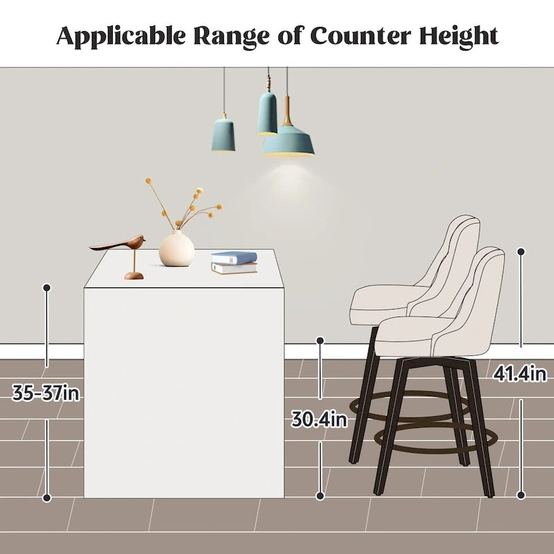 Lot de 4 tabourets de bar pivotants capitonnés à pieds effet bois