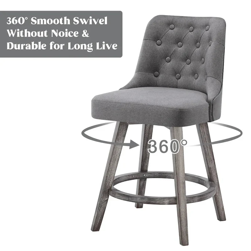 Lot de 4 tabourets de bar pivotants capitonnés à pieds effet bois