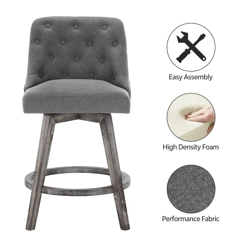 Lot de 4 tabourets de bar pivotants capitonnés à pieds effet bois