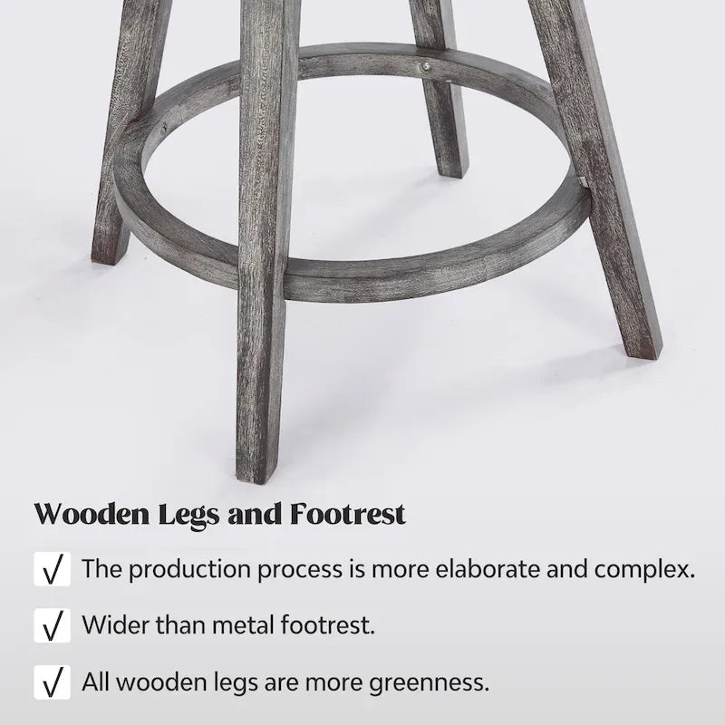 Lot de 4 tabourets de bar pivotants capitonnés à pieds effet bois