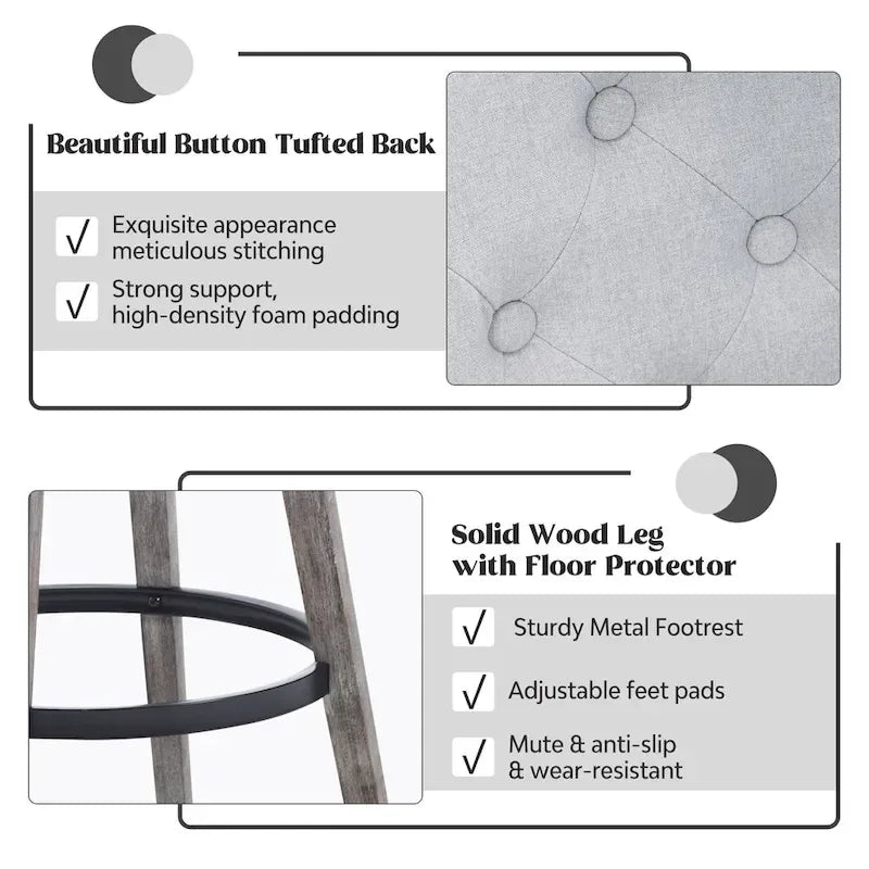 Lot de 4 tabourets de bar pivotants capitonnés à pieds effet bois