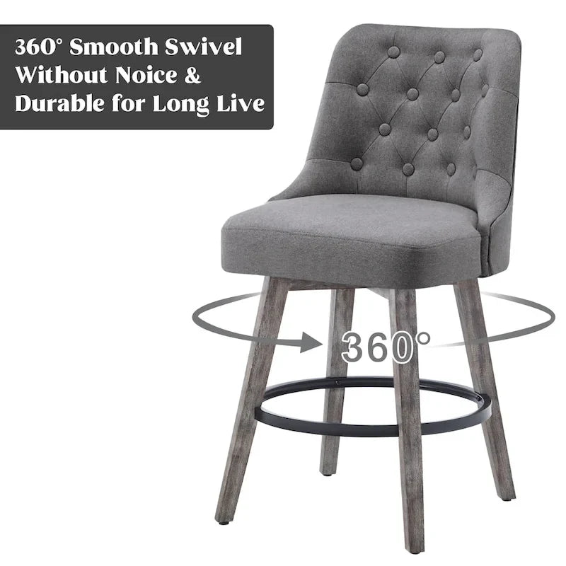 Lot de 4 tabourets de bar pivotants capitonnés à pieds effet bois