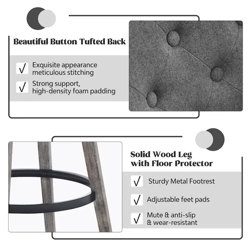 Lot de 4 tabourets de bar pivotants capitonnés à pieds effet bois