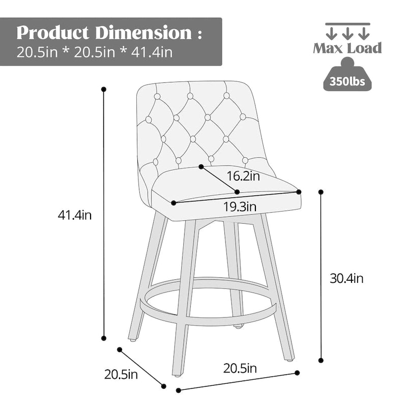 Lot de 4 tabourets de bar pivotants capitonnés à pieds effet bois