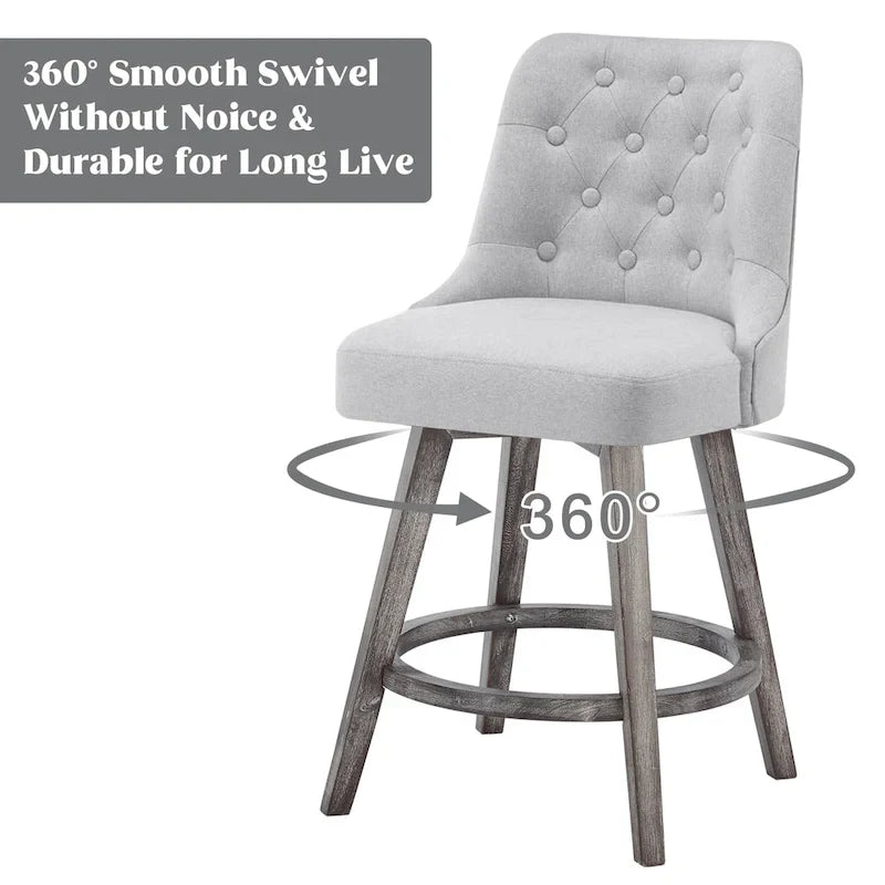 Lot de 4 tabourets de bar pivotants capitonnés à pieds effet bois
