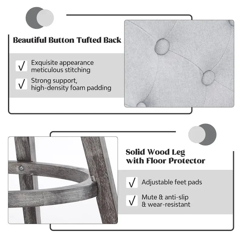 Lot de 4 tabourets de bar pivotants capitonnés à pieds effet bois