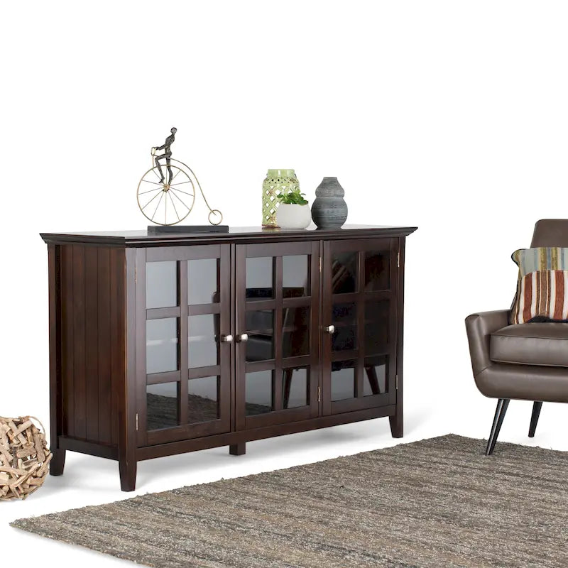 Meuble de rangement transitionnel large en BOIS MASSIF de 62 pouces - 62 l x 18 p x 34 h