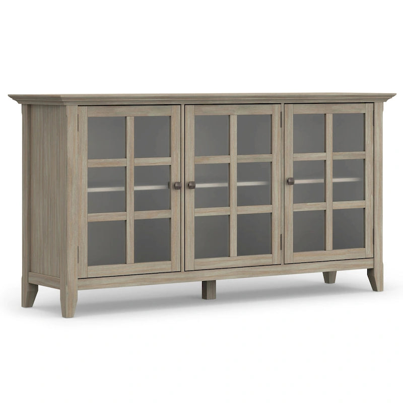 Meuble de rangement transitionnel large en BOIS MASSIF de 62 pouces - 62 l x 18 p x 34 h