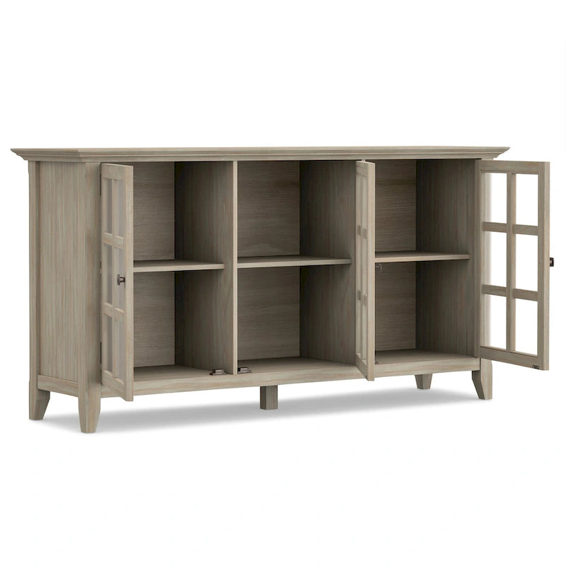 Meuble de rangement transitionnel large en BOIS MASSIF de 62 pouces - 62 l x 18 p x 34 h