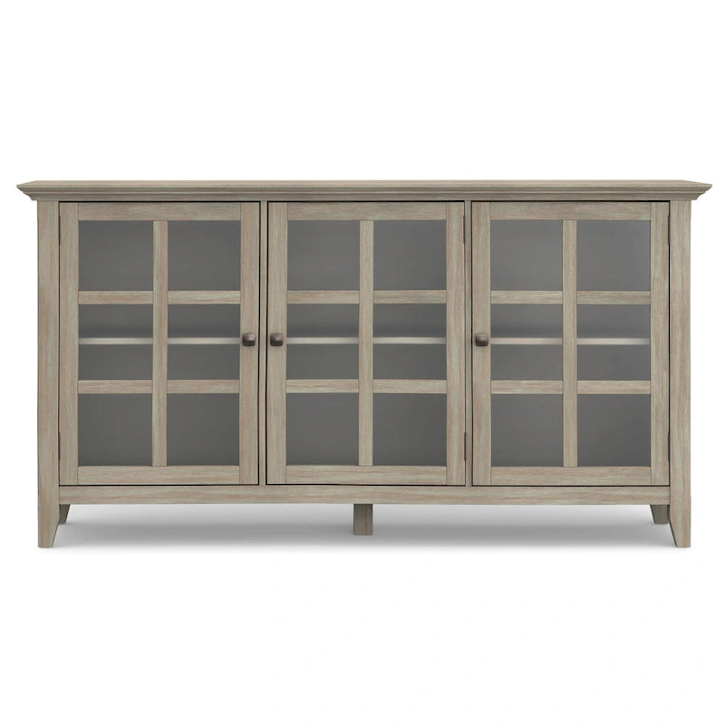 Meuble de rangement transitionnel large en BOIS MASSIF de 62 pouces - 62 l x 18 p x 34 h