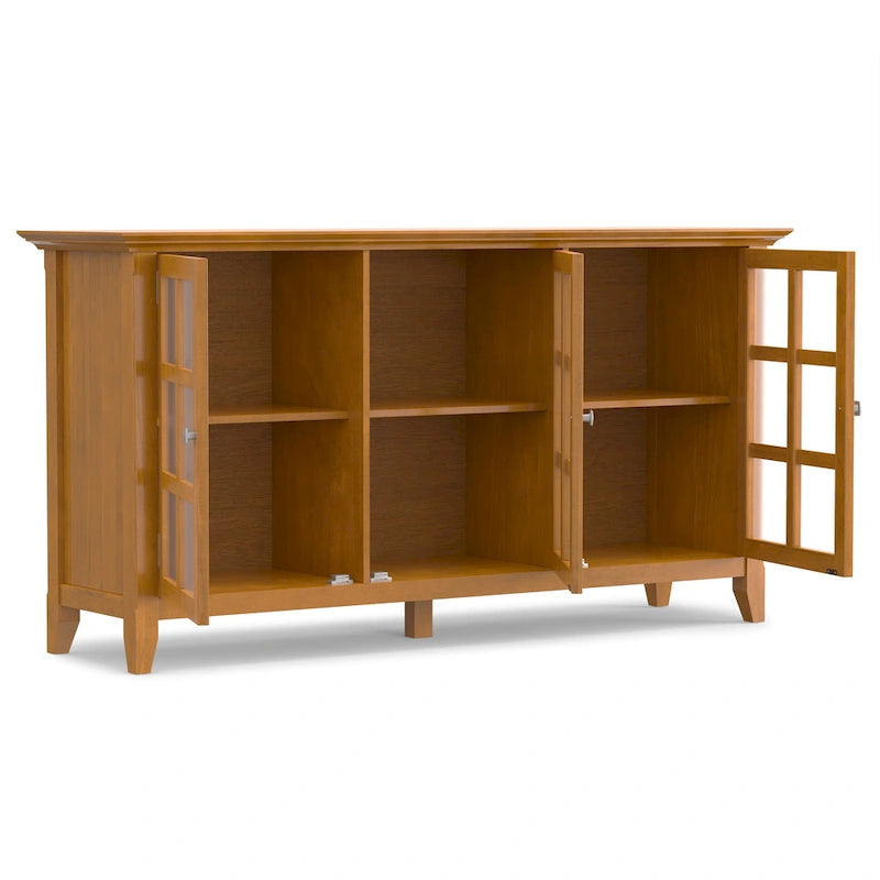 Meuble de rangement transitionnel large en BOIS MASSIF de 62 pouces - 62 l x 18 p x 34 h