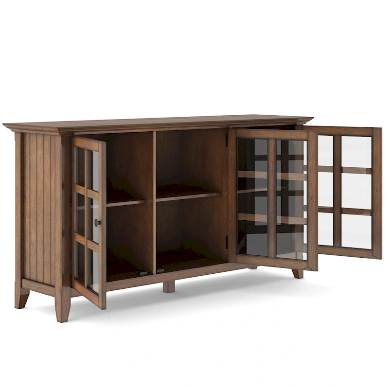Meuble de rangement transitionnel large en BOIS MASSIF de 62 pouces - 62 l x 18 p x 34 h
