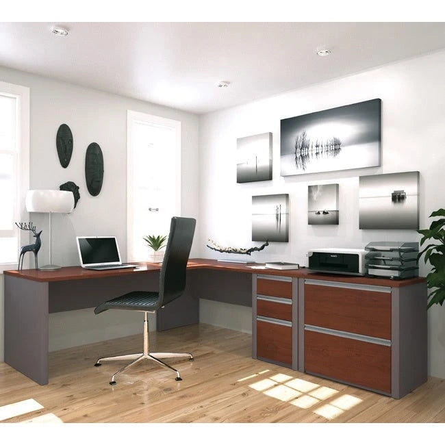 Bestar Connexion L-shaped Workstation with Lateral File