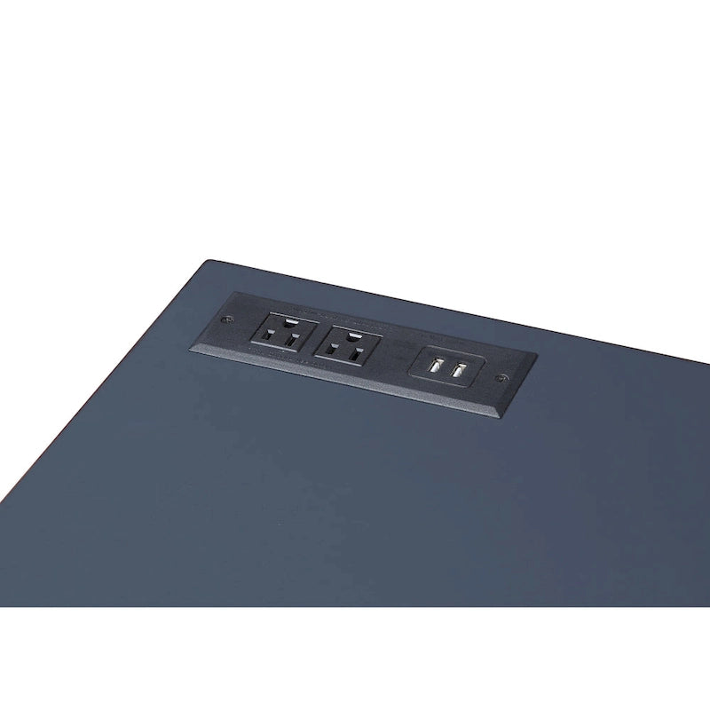 Bureau d'ordinateur en L style Glam Metal avec plateau relevable et ports USB
