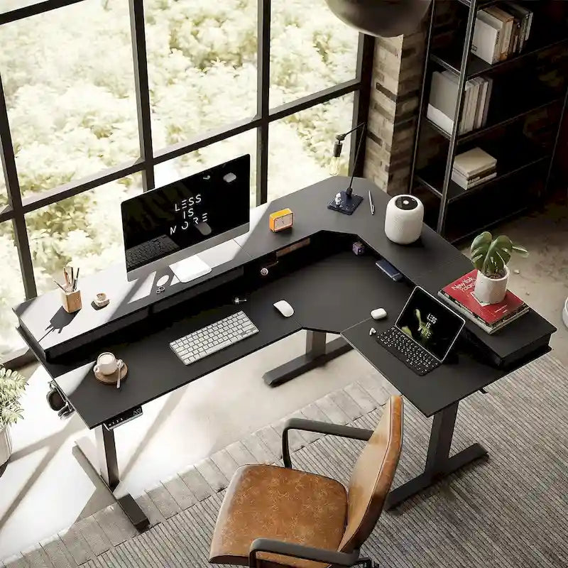 Mobilier de bureau à domicile/Marron et noir/Bois/Bureau assis-debout/Bureaux