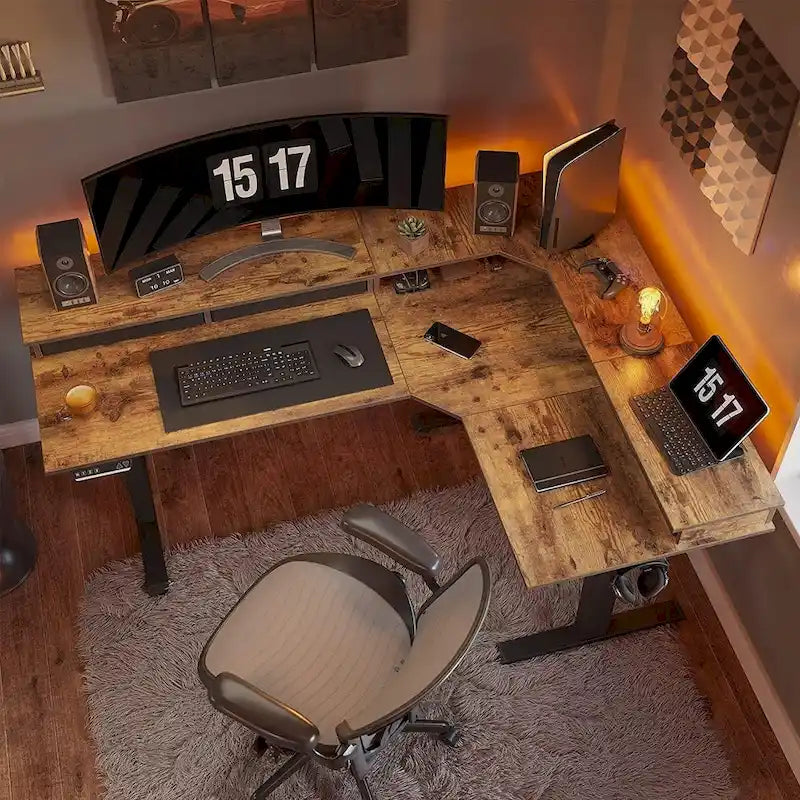 Mobilier de bureau à domicile/Marron et noir/Bois/Bureau assis-debout/Bureaux