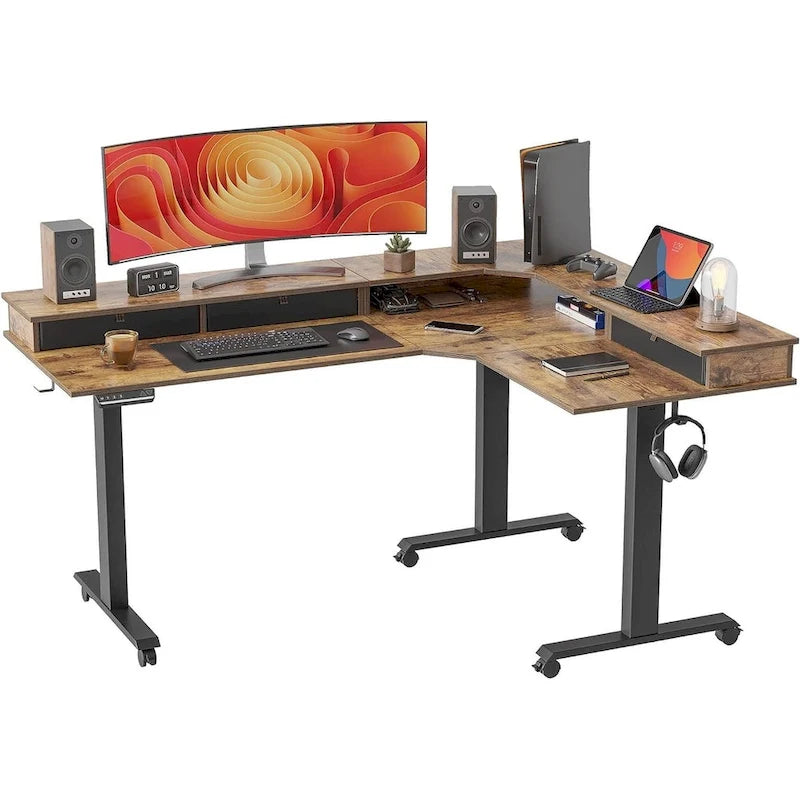 Mobilier de bureau à domicile/Marron et noir/Bois/Bureau assis-debout/Bureaux
