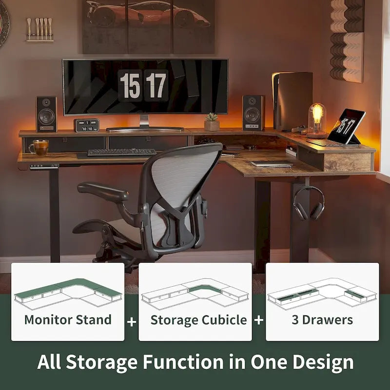 Mobilier de bureau à domicile/Marron et noir/Bois/Bureau assis-debout/Bureaux