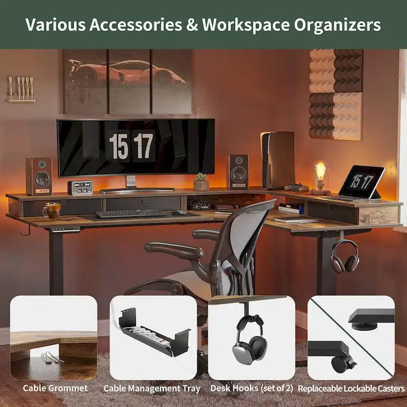 Mobilier de bureau à domicile/Marron et noir/Bois/Bureau assis-debout/Bureaux
