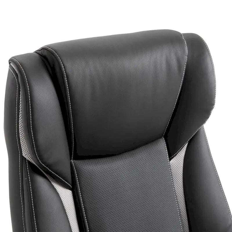 Chaise de bureau ergonomique, hauteur réglable, revêtement en similicuir, fonction bascule, pivotante à 360°, siège de travail pour la maison, noir