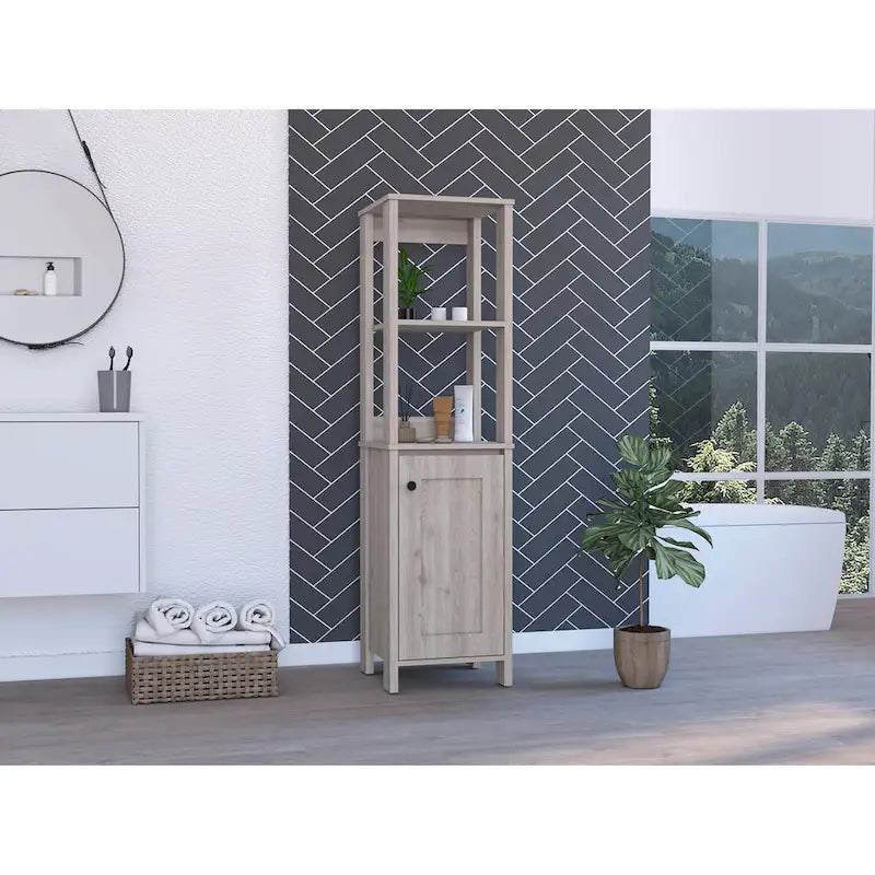 FM Furniture Arctic Linen Cabinet with 4 Shelves and Single Door Cabinet