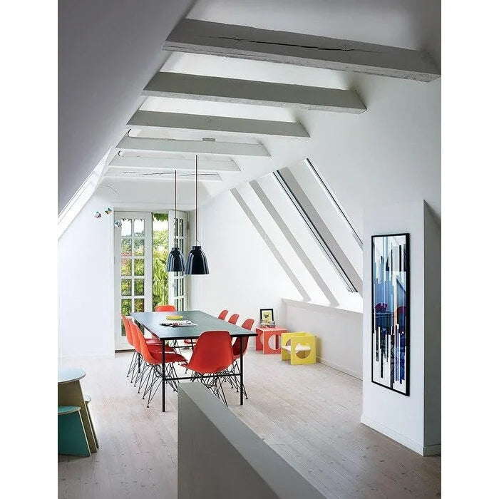 Lot de 2 chaises de salle à manger sans accoudoirs, siège à coque en plastique avec piètement en fil métallique noir style Eiffel, blanc
