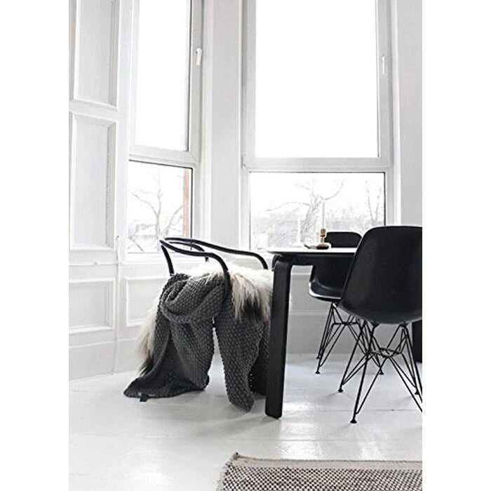 Lot de 2 chaises de salle à manger sans accoudoirs, siège à coque en plastique avec piètement en fil métallique noir style Eiffel, blanc