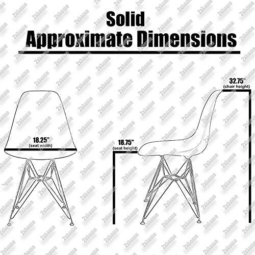 Lot de 2 chaises de salle à manger sans accoudoirs, siège à coque en plastique avec piètement en fil métallique noir style Eiffel, blanc