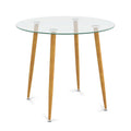 Table basse de détente, table de salle à manger ronde en verre avec pieds en métal