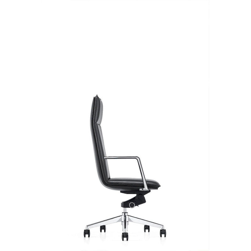 Chaise de bureau de direction moderne noire à dossier haut