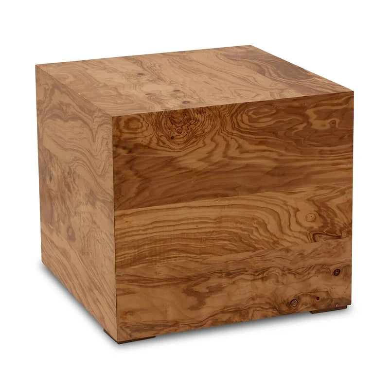 Table d'appoint moderne en loupe de bois naturel - 18L x 18P x 16H