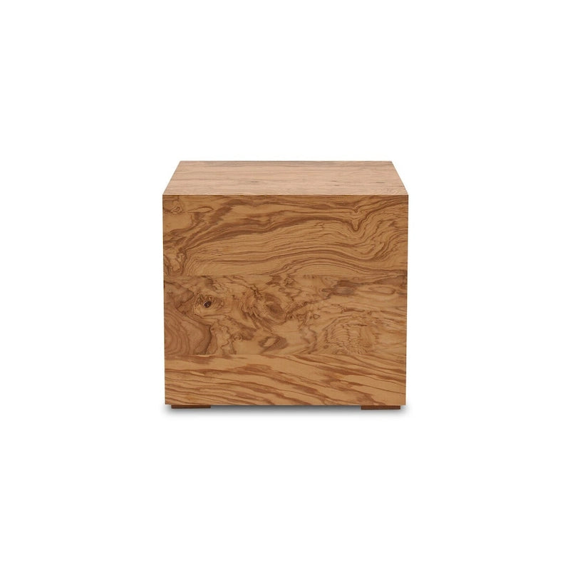 Table d'appoint moderne en loupe de bois naturel - 18L x 18P x 16H