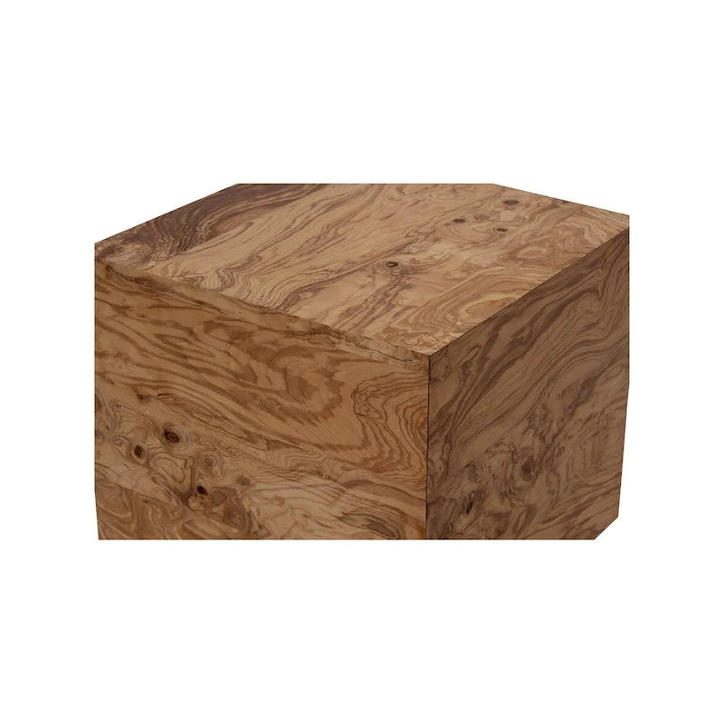 Table d'appoint moderne en loupe de bois naturel - 18L x 18P x 16H