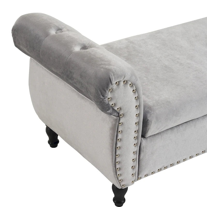 Banc ottoman de rangement multifonctionnel en velours traditionnel avec coussin