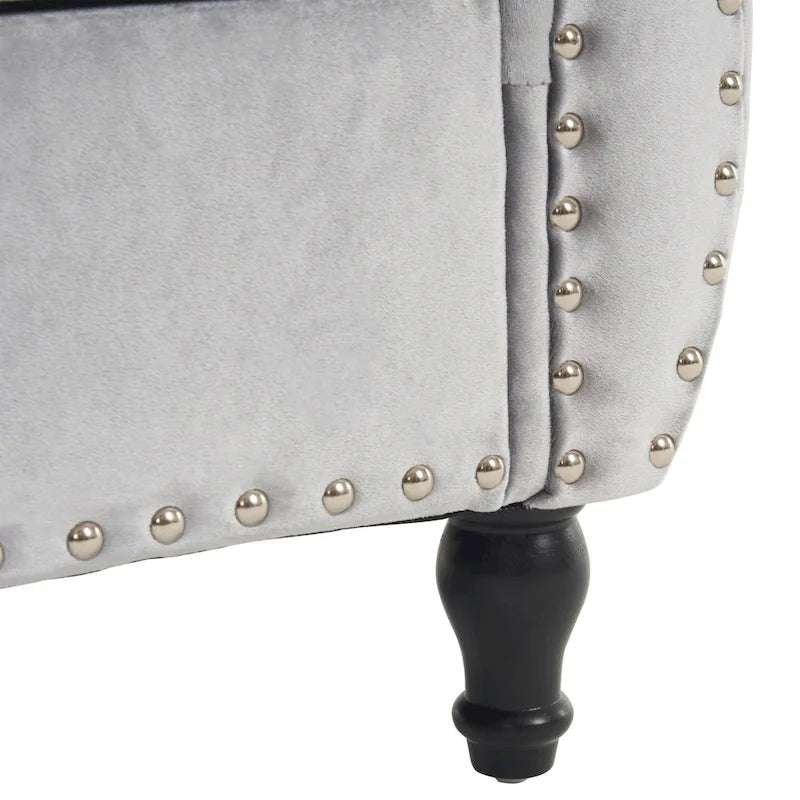 Banc ottoman de rangement multifonctionnel en velours traditionnel avec coussin