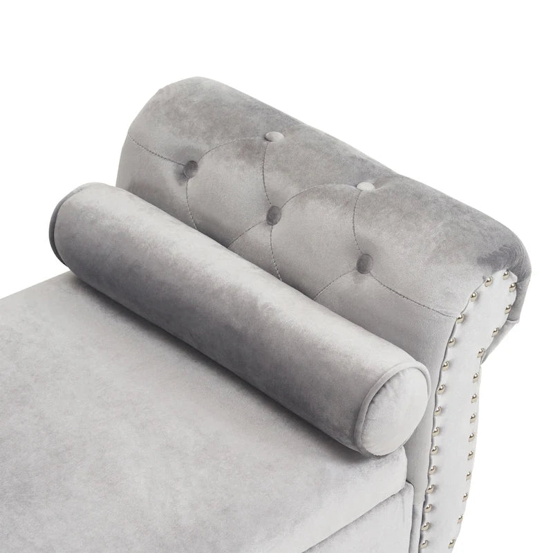 Banc ottoman de rangement multifonctionnel en velours traditionnel avec coussin