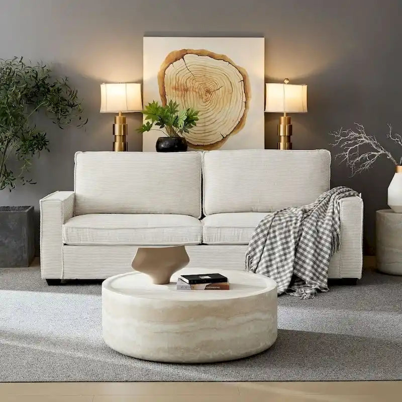 87.4 Inch Modern Design Sofa with Cup Holder and Storage Bags